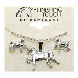 Finishing Touch of Kentucky Earring & Necklace Set - Saddlebred - Silver