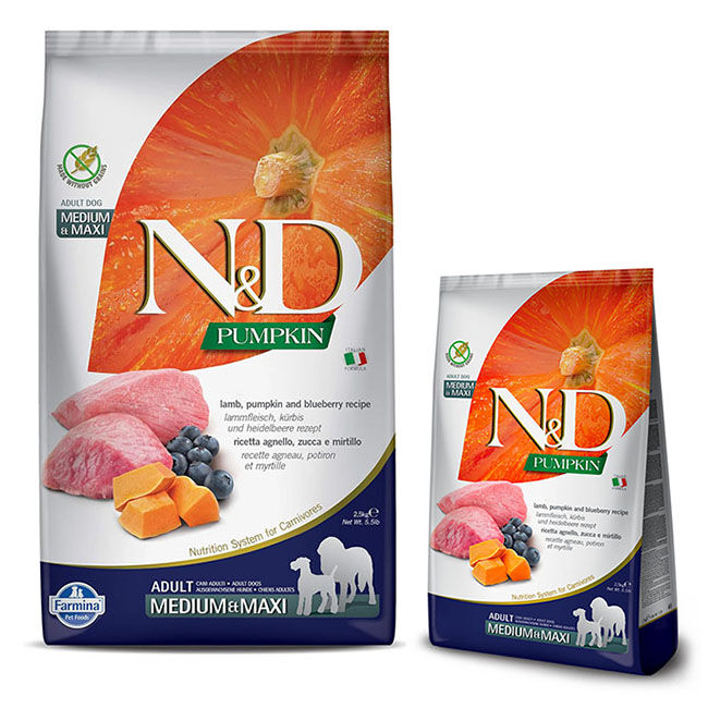 Farmina N&D Grain-Free Pumpkin Adult Medium & Maxi Dog Food - Pumpkin, Lamb & Blueberry Recipe image number null