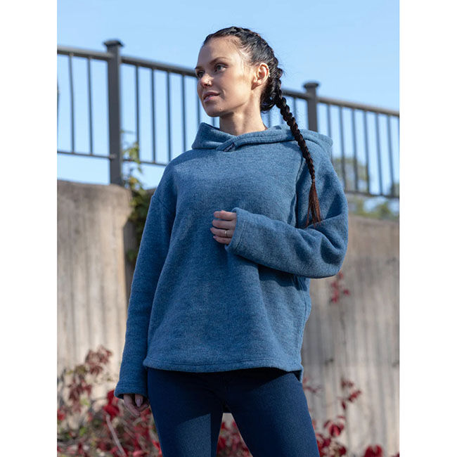 Ruskovilla Unisex 100% Merino Wool Fleece Hoodie - Sky Blue image number null