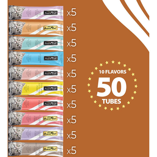 Fussie Cat Puree Treat 10-Flavor Variety Pack - Tuna & Chicken - 50 Count image number null