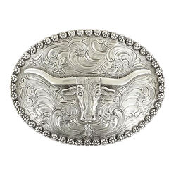 Nocona Men's Oval Berry Edge Nail Head Long Horn Buckle