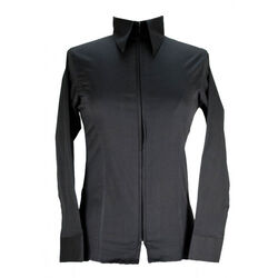 RHC Equestrian Kids' Zip Up Fitted Show Shirt - Black