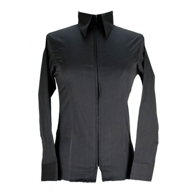 RHC Equestrian Kids' Zip Up Fitted Show Shirt - Black image number null