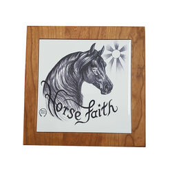 Horse Faith Handcrafted Cherry Cheeseboard with Inlaid Trivet