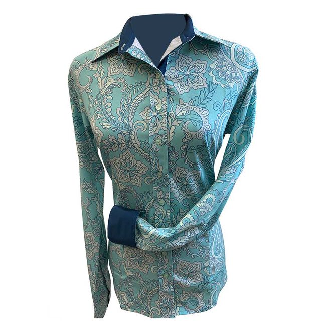 RHC Equestrian Women's Microfiber Quick-Dry Easy-Care Show Shirt - Asian Paisley image number null