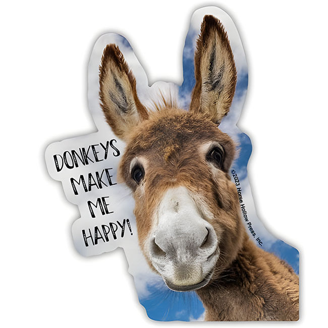 Horse Hollow Press Die-Cut Sticker - "Donkeys Make Me Happy" image number null