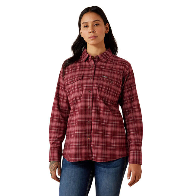 Ariat Women's Rebar Flannel DuraStretch Work Shirt - Windsor Wine image number null