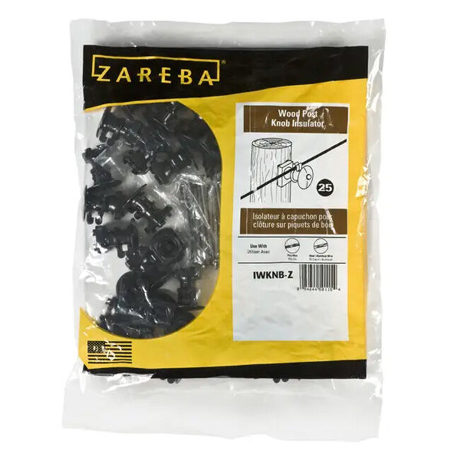 Zareba Wood Post Knob Insulator - Black - 25-Pack image number null