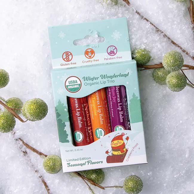 The Naked Bee Winter Wonderland Organic Lip Trio image number null