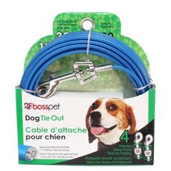 Boss Pet Blue/Silver Vinyl Coated Cable Dog Tie Out