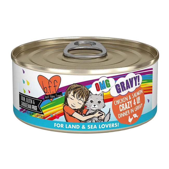 Weruva BFF OMG Cat Food - Crazy 4 U! Chicken & Salmon Dinner in Gravy - 5.5 oz image number null
