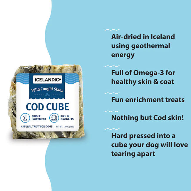 Icelandic+ Cod Skin Cube Dog Treat - 1.4 oz image number null