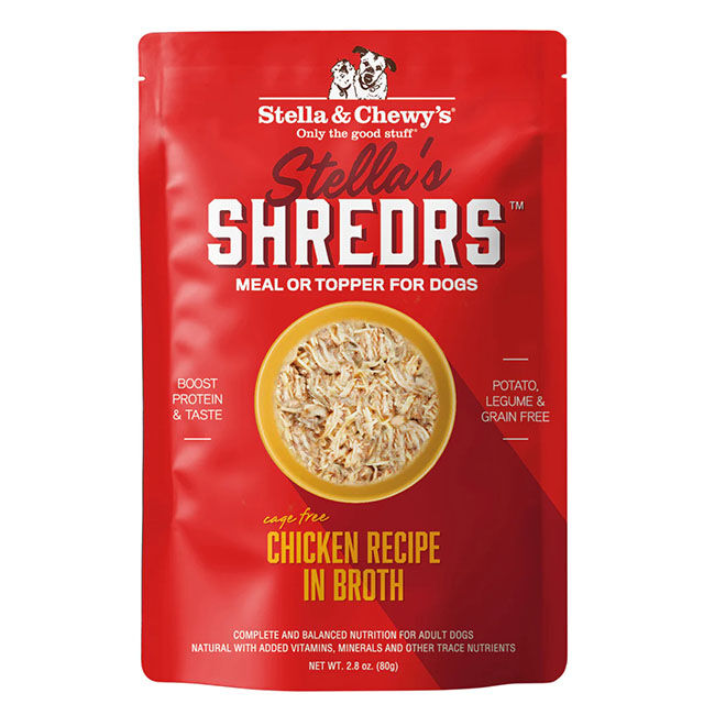Stella & Chewy's Shredrs Meal or Topper for Dogs - Cage-Free Chicken Recipe in Broth - 2.8 oz image number null