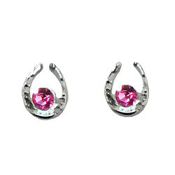 Finishing Touch of Kentucky Mini Horseshoe Earrings - Silver and Rose