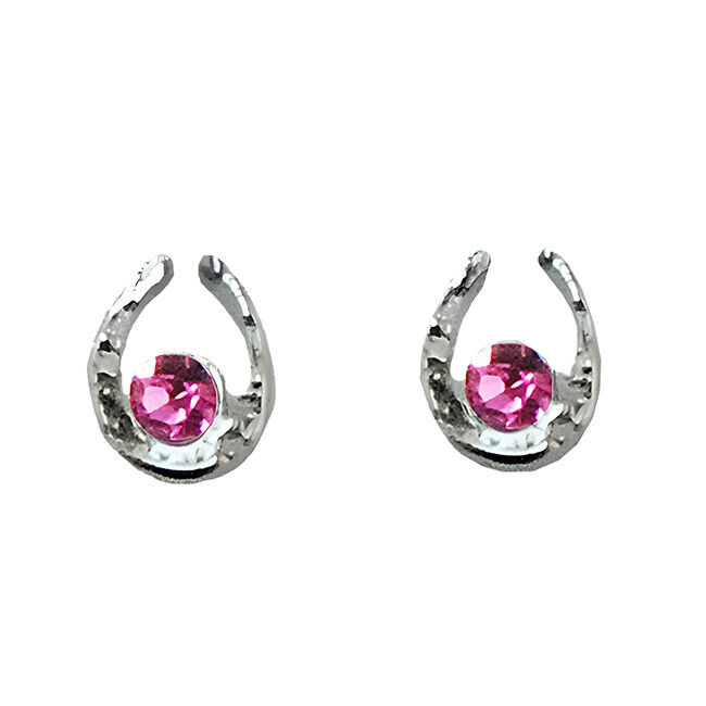 Finishing Touch of Kentucky Mini Horse Shoe Earrings - Silver and Rose image number null