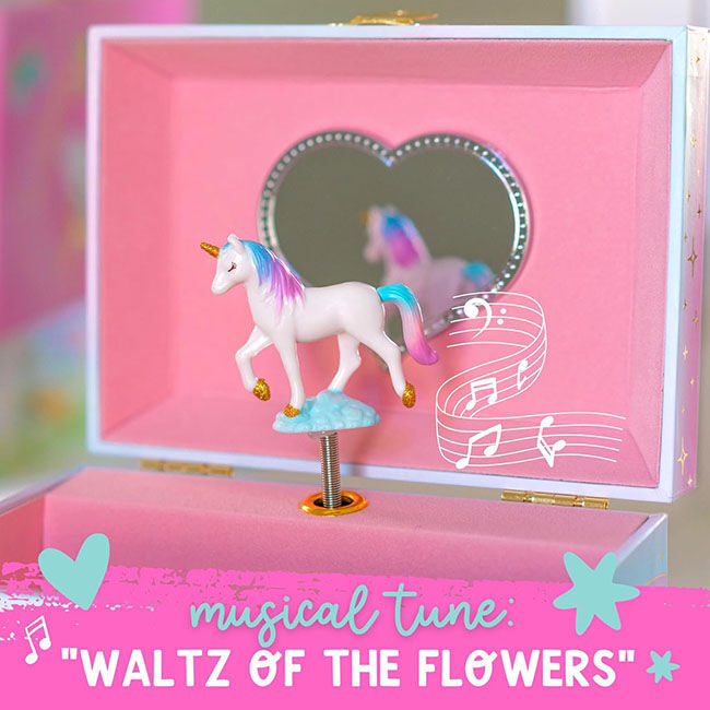 Giggle & Honey 2-Drawer Musical Jewelry Box - Floral Unicorn image number null