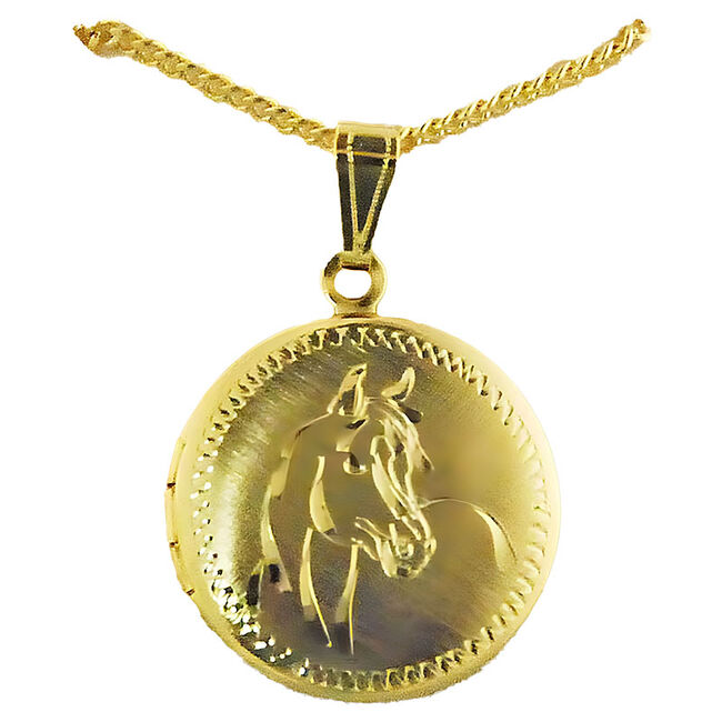 Finishing Touch of Kentucky Round Horse Head Gold Locket  image number null