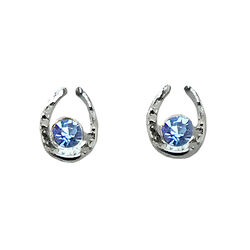 Finishing Touch of Kentucky Mini Horseshoe Earrings - Silver and Sapphire