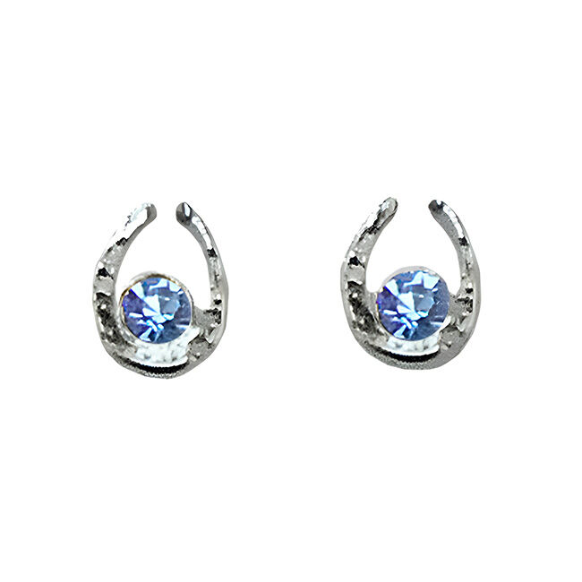 Finishing Touch of Kentucky Mini Horse Shoe Earrings - Silver and Sapphire  image number null