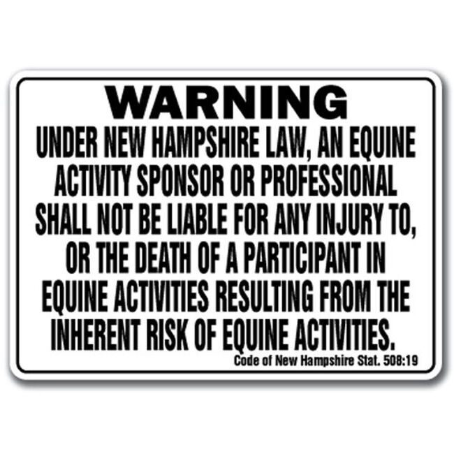 Noble Beast Graphics New Hampshire Equine Liability Sign image number null