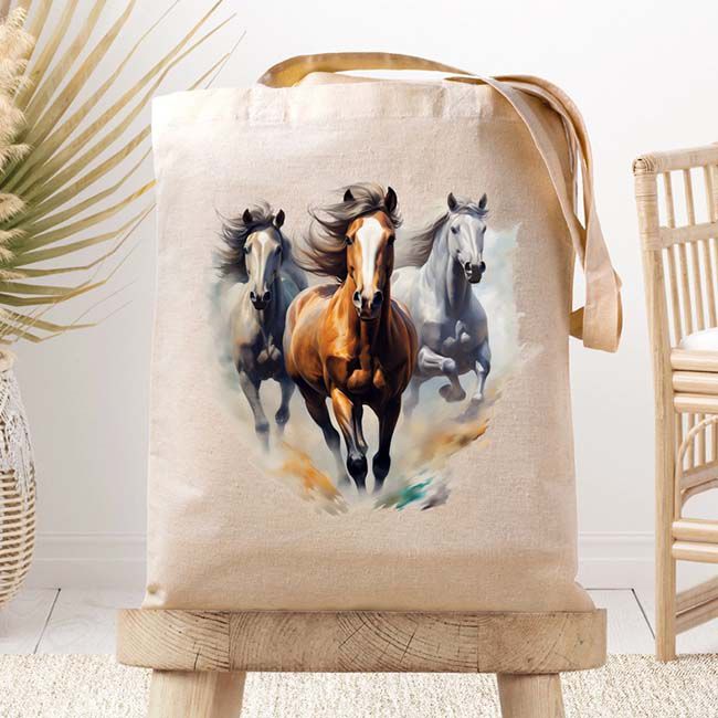 Dark Horse Dream Designs Canvas Tote Bag - Running Horses image number null