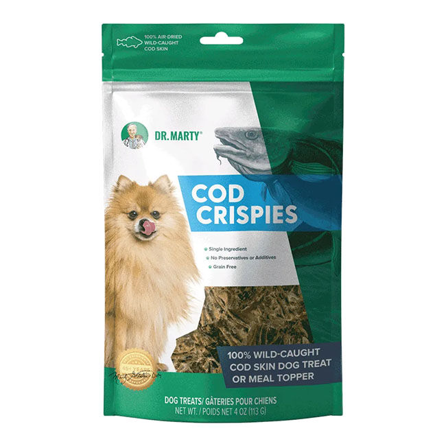 Dr. Marty Cod Crispies - 100% Air-Dried Wild-Caught Cod Skin Treats - 4 oz image number null