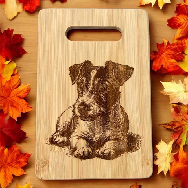 The Krafty Equestrian Cutting Board - Bamboo - Jack Russell Terrier image number null