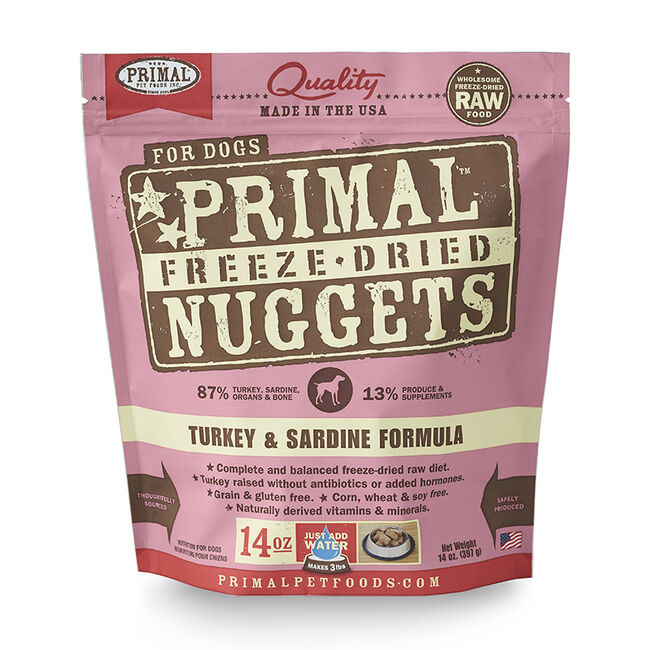 Primal Freeze-Dried Nuggets Dog Food - Turkey & Sardine - 14 oz image number null