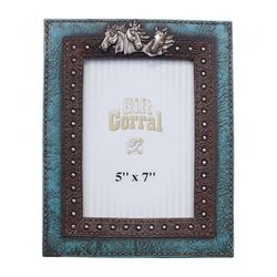JT International Horse Head and Blue Leather Frame