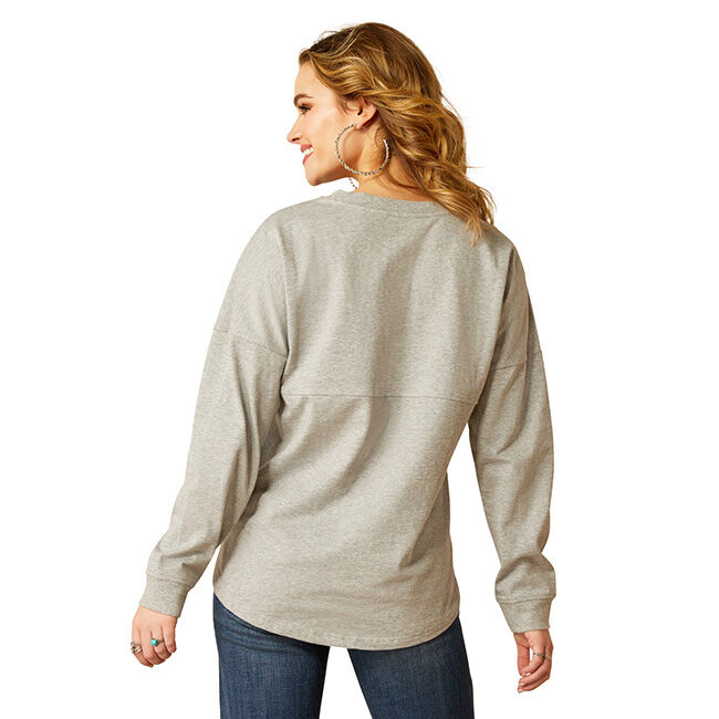 Ariat Women's Cattle Call Oversized Shirt - Heather Gray - Closeout image number null