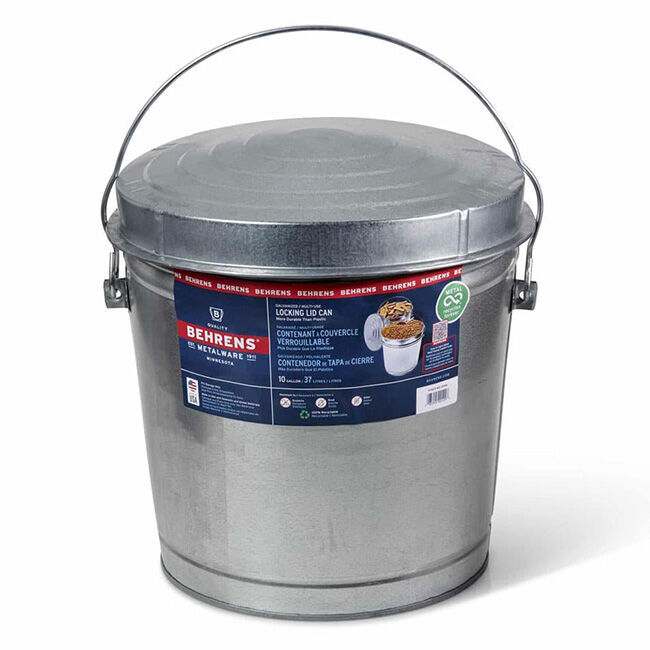 Behren's 10 Gallon Galvanized Steel Garbage Can w/ Lid image number null