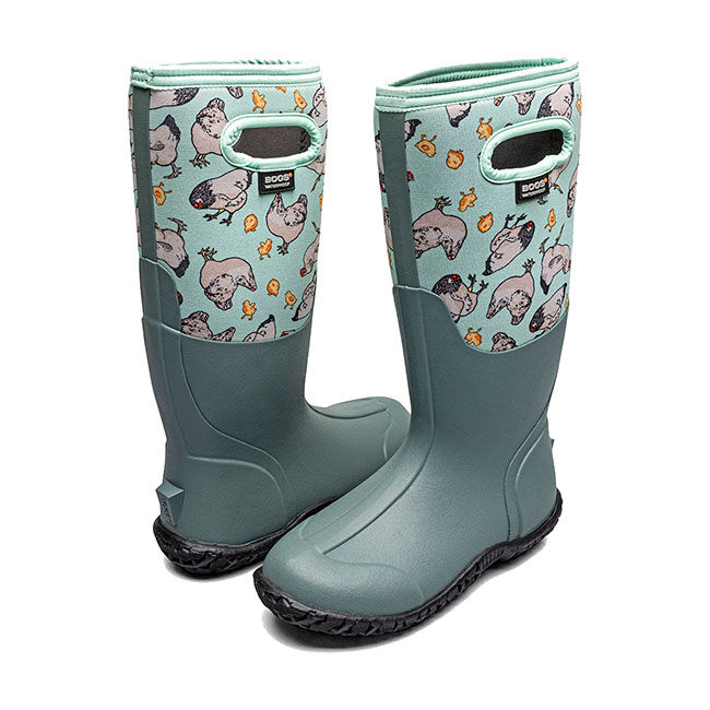 BOGS Women's Farm Boots - Mesa Chickens - Aqua image number null