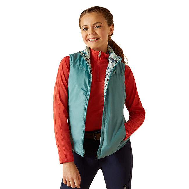 Ariat Kids' Bella Reversible Insulated Vest - Painted Ponies/Brittany Blue image number null