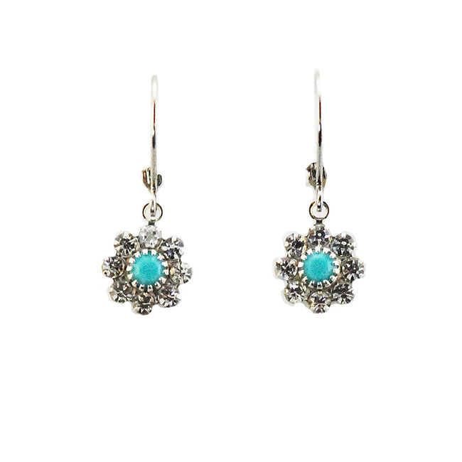 Finishing Touch of Kentucky Crystal/Turquoise Flower Wire Earrings  image number null