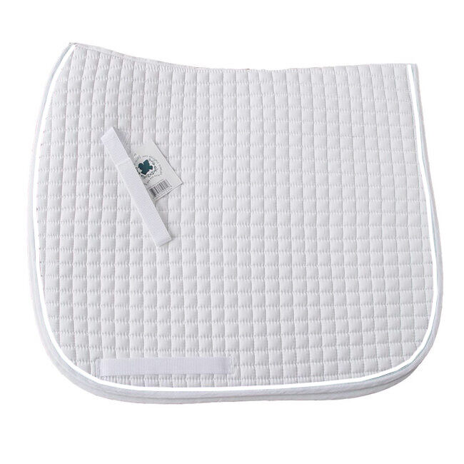 PRI Cotton Quilted Dressage Square Pad Extra Long White/Black image number null