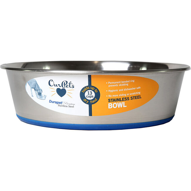 OurPets Durapet Premium Rubber-Bonded Stainless Steel Bowl image number null