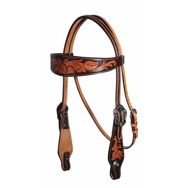 Professional's Choice Chocolate Floral Browband Headstall image number null