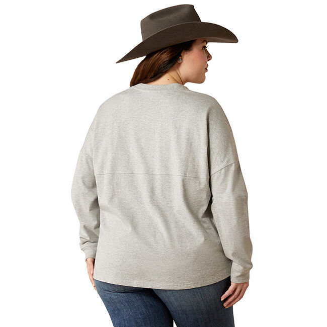 Ariat Women's Cattle Call Oversized Shirt - Heather Gray - Closeout image number null