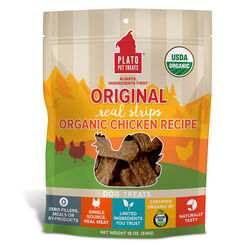 Plato Real Strips Dog Treats - Organic Chicken Recipe - 18 oz