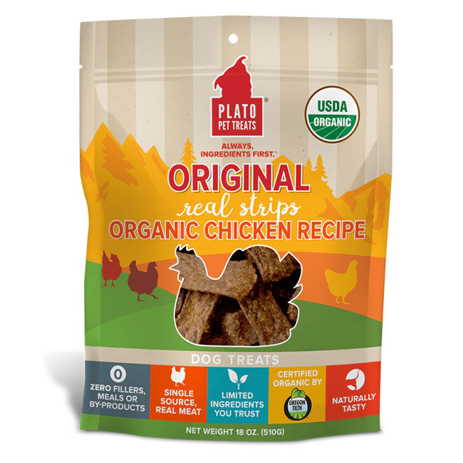 Plato Organic Chicken Strips Dog Treats image number null