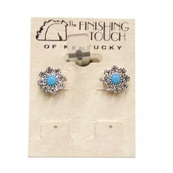 Finishing Touch of Kentucky Crystal/Turquoise Flower Stud Earrings