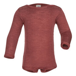 Engel Baby Wool/Silk Blend Long-Sleeve Bodysuit - Copper