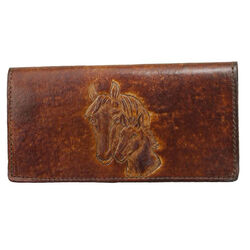 Western Express Antique Brown Leather Checkbook Cover