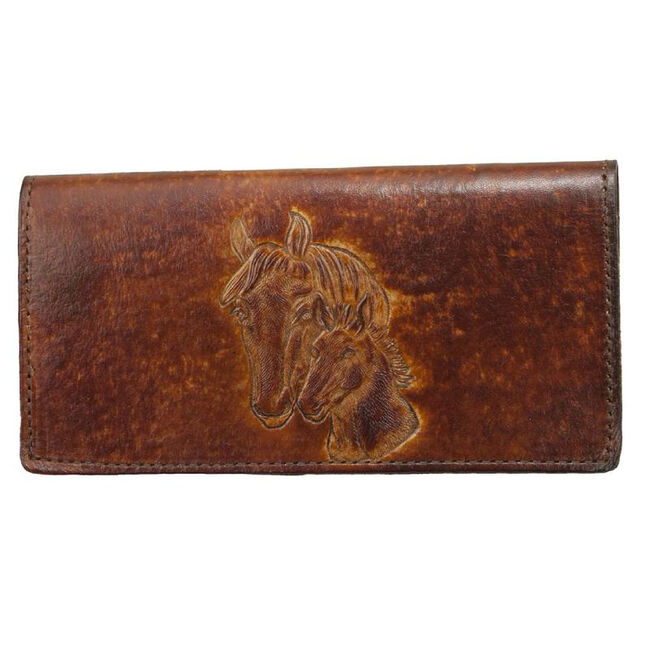 Western Express Antique Brown Leather Checkbook Cover image number null