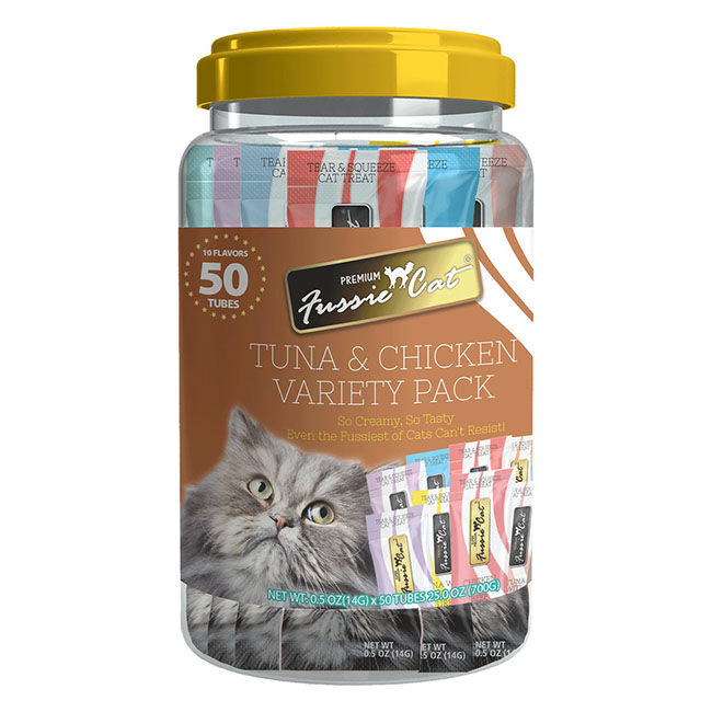 Fussie Cat Puree Treat 10-Flavor Variety Pack - Tuna & Chicken - 50 Count image number null