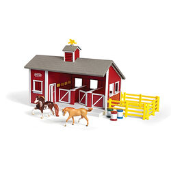 Breyer Stablemates Little Red Stable Set with Two Horses