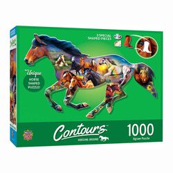 Leanin' Tree 1000 Piece Contours Jigsaw Puzzle - Horsing Around