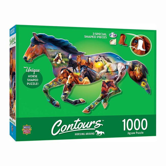 MasterPieces 1000-Piece Contours Shaped Puzzle - Horsing Around image number null