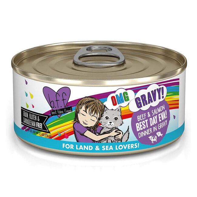 Weruva BFF OMG Cat Food - Best Day Eva! Beef & Salmon Dinner in Gravy - 5.5 oz image number null