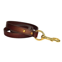 Perri's Leather Dual Leather Lead with Solid Brass Snap - Havana